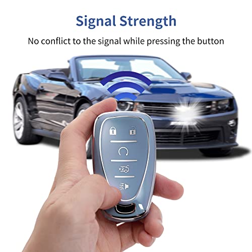 OFFCURVE غطاء مفتاح السيارة OFFCURVE لسيارات شيفروليه - غلاف ناعم من TPU - غلاف كامل لمفتاح السيارة - ملحقات السيارة - واقي مفتاح عن بُعد متوافق مع شيفروليه شيفي إكوينوكس ماليبو كامارو ترافيرس مفتاح ذكي - Image 5