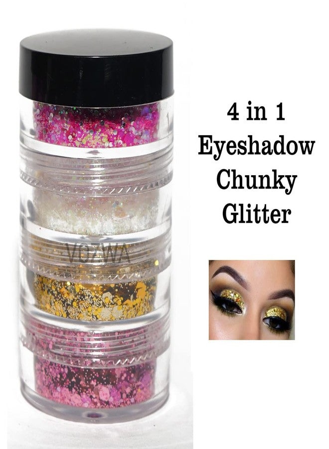 Vozwa 4 in 1 Eyeshadow Chunky and Fine Glitter Mix - - Image 2
