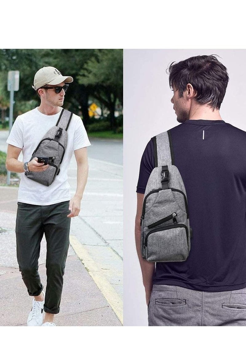 SYOSI Sling Bag, Chest Bag with USB Charging Port, Men Lightweight Crossbody For Hiking,Cycling, Traveling  - Image 5