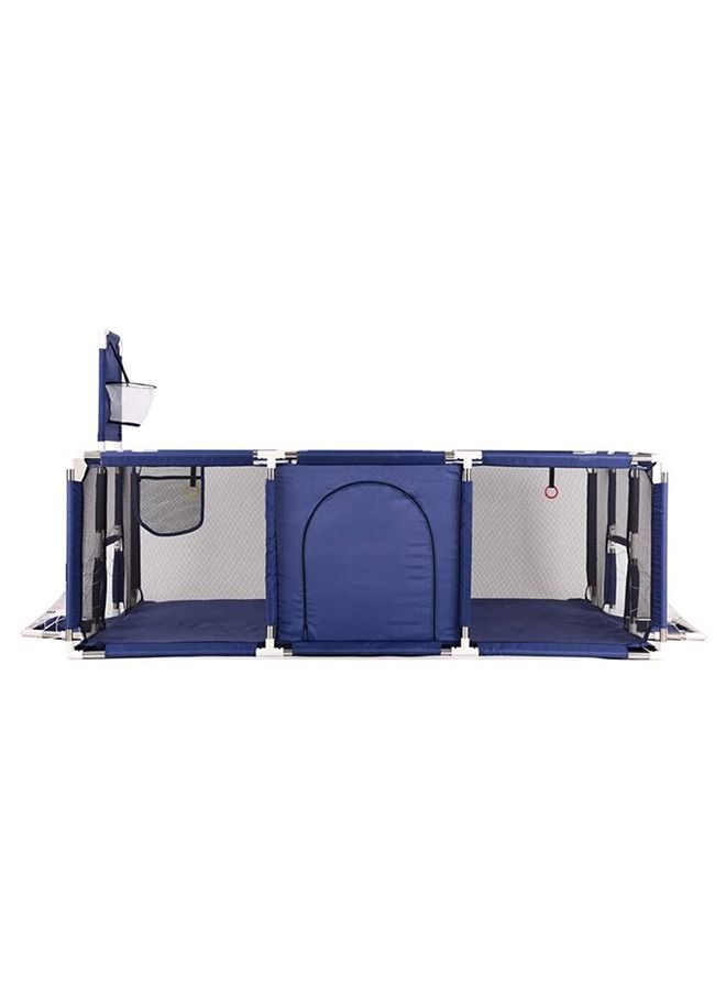 Yameem Baby Fence with Basketball Hoop, Large Zippered Safety Play Area Gate for Baby Crawling and Playing with 30 balls Blue  - Image 2