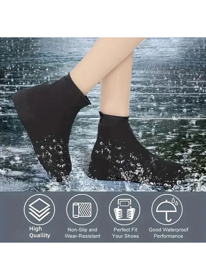 Black Waterproof Shoe Covers Anti Slip Reusable for Men Women Rain Snow Mud - Image 5