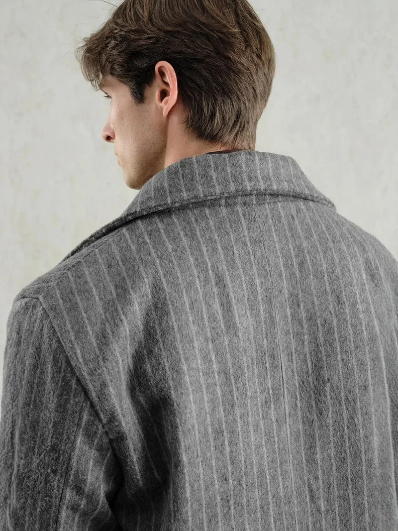 Giesto Grey GIESTO Textured Buttoned Striped Jacket for Men | Best Price UAE