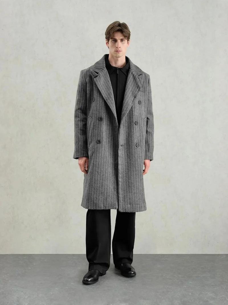 Giesto GIESTO Textured Buttoned Striped Jacket