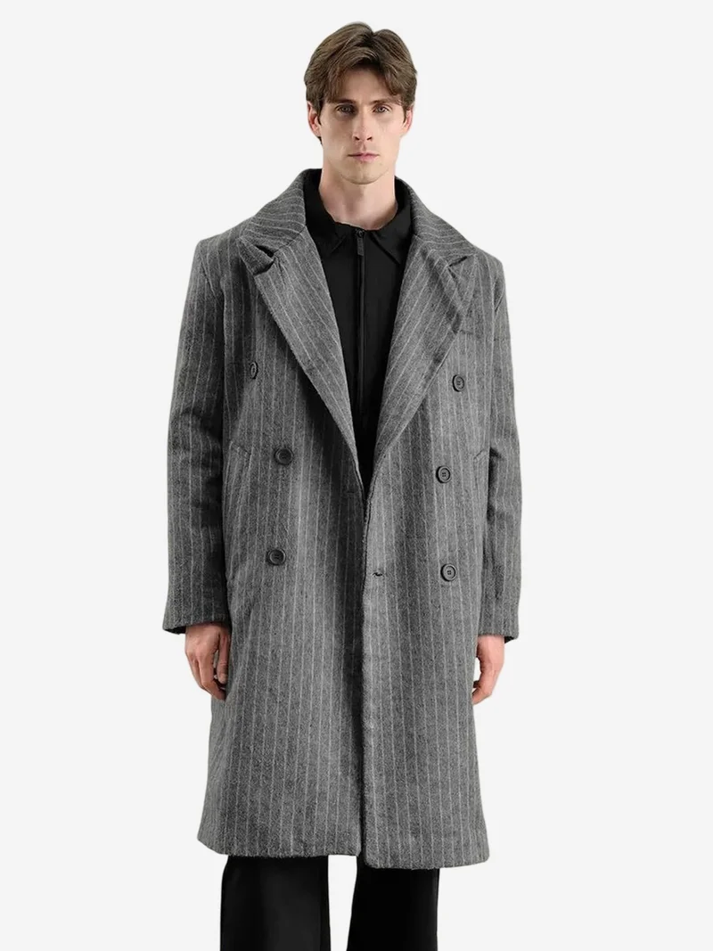 GIESTO Textured Buttoned Striped Jacket