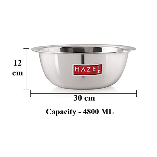 HAZEL Stainless Steel Mixing Bowl | Mixing Bowl for Cake Batter | Kitchen and Baking Accessories Items, 4800 ML - Image 4