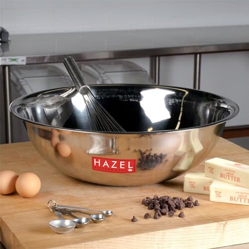 HAZEL Stainless Steel Mixing Bowl | Mixing Bowl for Cake Batter | Kitchen and Baking Accessories Items, 4800 ML - Image 2