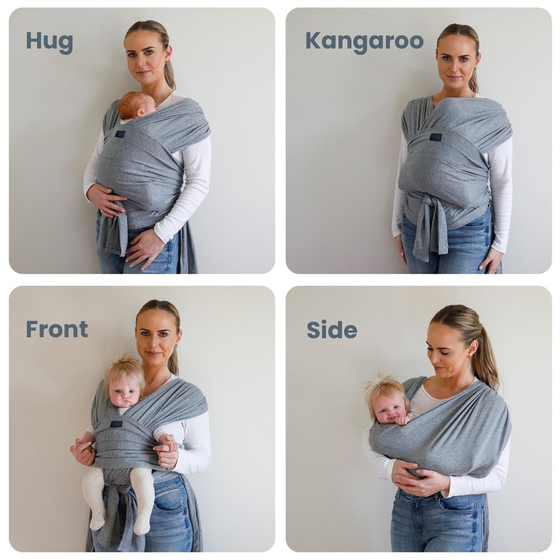TAB Versatile Gray & Black Baby Carrier Wrap: Comfortable, Soft & Supportive, Adjustable Ring Sling for Mom & Dad, Ideal for Baby Registry, Newborn to Toddler, Baby Shower - Image 3