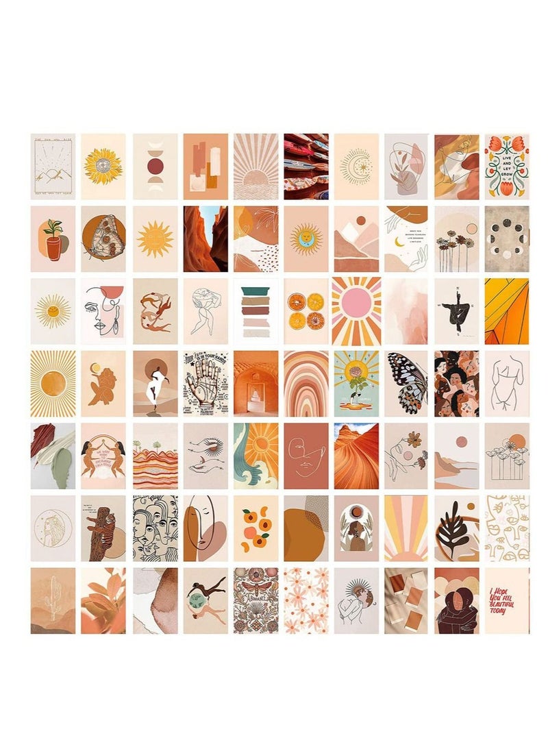Excefore - Wall Collage Kit Aesthetic Picures, 70 pcs Aesthetic Picture for Wall Collage, Warm Color Room Decor for Girls, beige boho Room Decor Aesthetic suitable for boys and girls room - Image 1