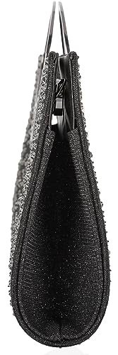 DEXMAY DM Dexmay Rhinestone Clutch Handbag with Crystal Handle for Wedding Party Elegant Clutch Purse for Women Black - Image 4