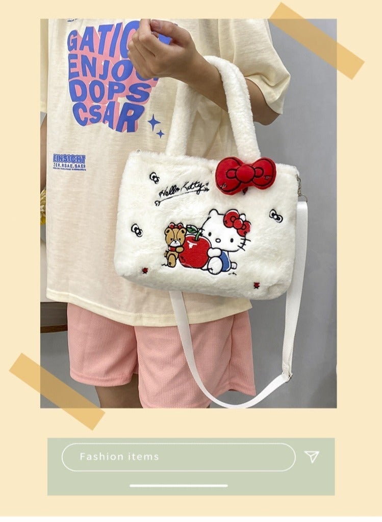 حقيبة هالو كيتي القطيفة المتقاطعة مع حزام كتف قابل للتعديل - Image 3