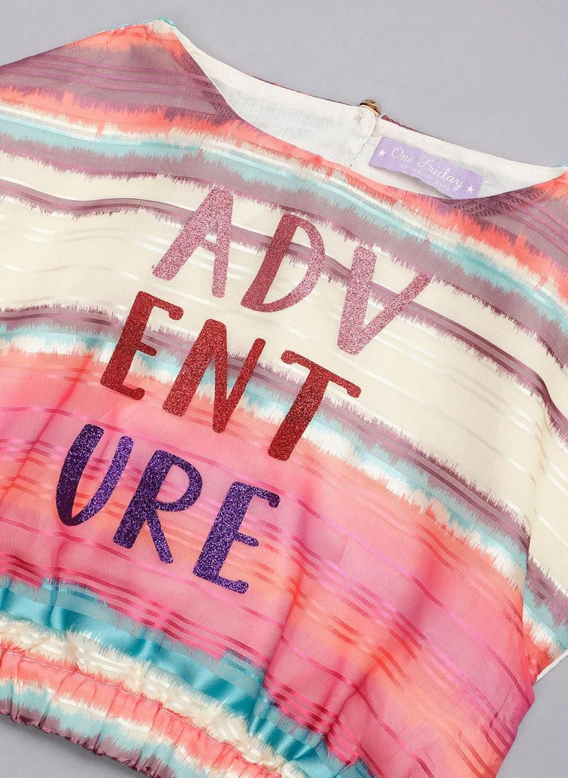 One Friday One Friday Kids Girls Multicolored Round Neck CropTop