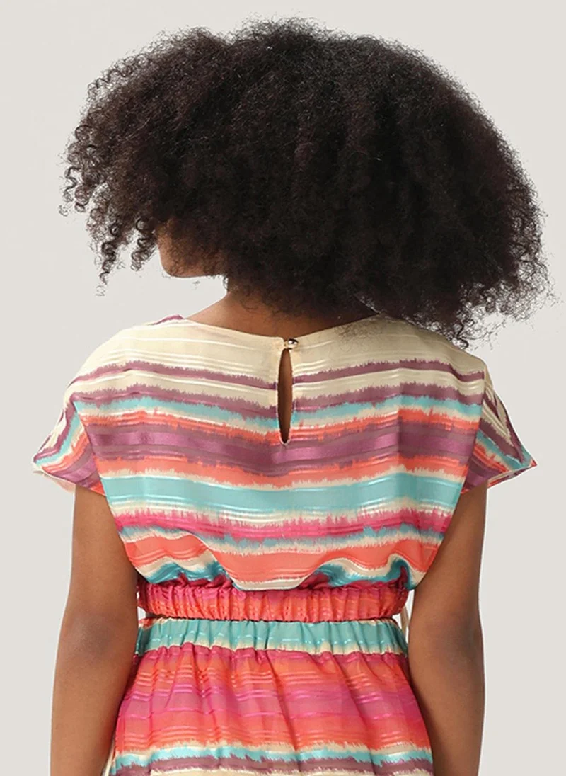 One Friday One Friday Kids Girls Multicolored Round Neck CropTop