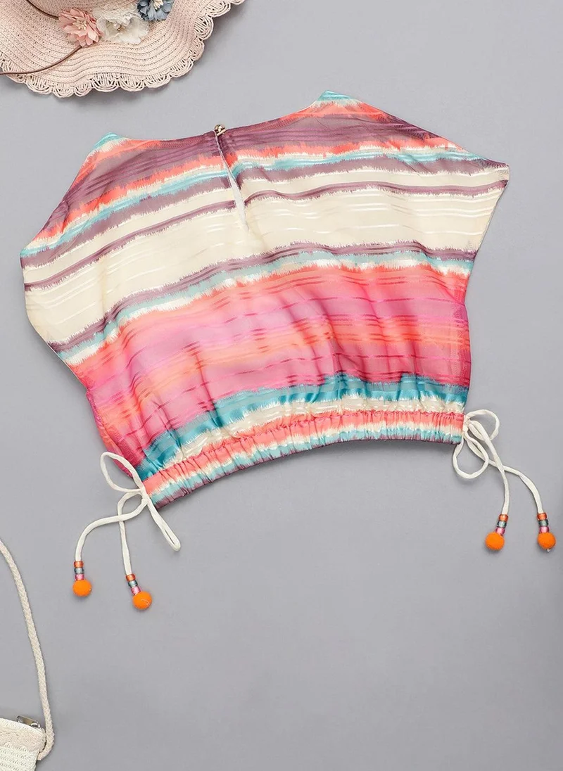 One Friday One Friday Kids Girls Multicolored Round Neck CropTop
