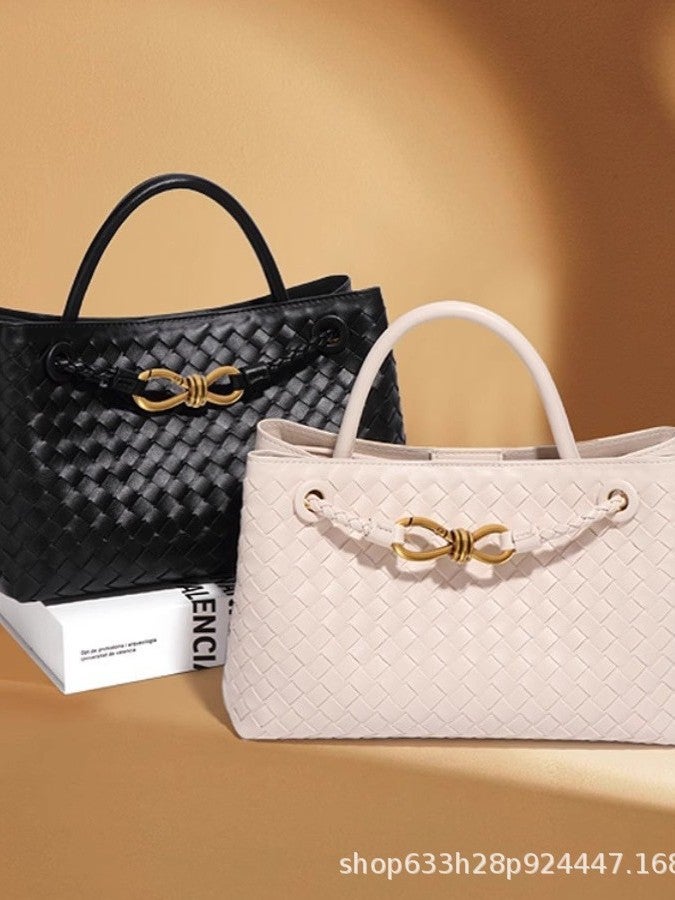 2024 Genuine Leather High-End All-Match Shoulder Bag Hand-Woven Handbag Large Capacity Cowhide Women'S Bag - Image 2