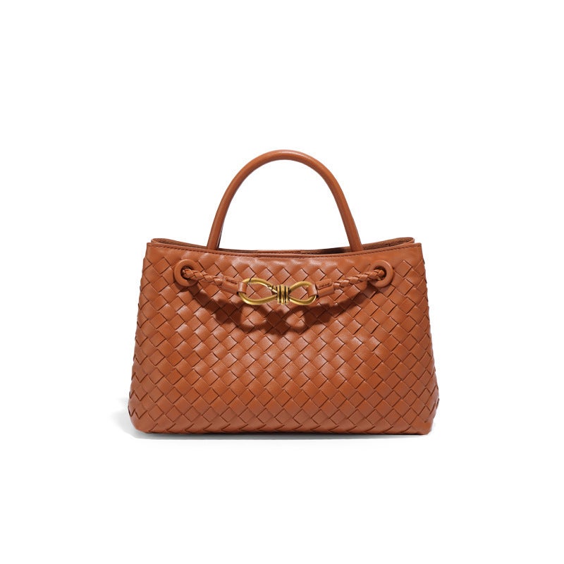 2024 Genuine Leather High-End All-Match Shoulder Bag Hand-Woven Handbag Large Capacity Cowhide Women'S Bag - Image 1