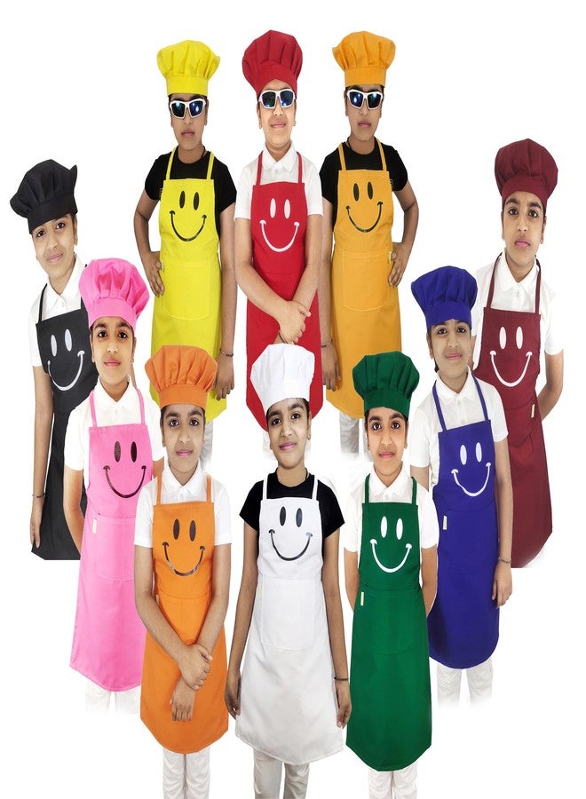 Switchon Polyester Waterproof Adjustable Kids Multi purpose Cooking Apron with a chef cap School Apron - Proudly made in india (Multicolour10, 6 Yrs to 11 yrs) - Image 1