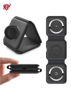 3-in-1 Mag-Safe Wireless Charger 15W Foldable Charging Station for iPhone, Apple Watch & AirPods (Black)