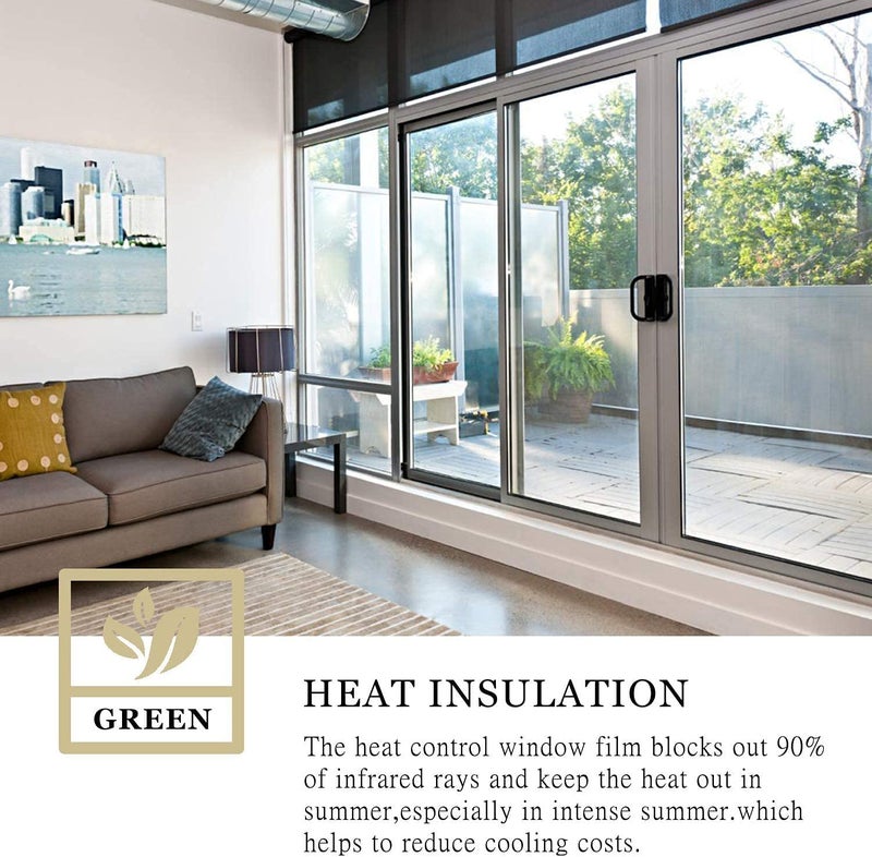 S-Sia Vendors-Good Purchase Good Care SIA VENDORS One Way Window Film Sun Blocking No Glue Privacy Mirror Film for Glass Window RemovableReflective Film Roll Heat Control Tint 20 Inch X 40 Inch2pcs BlackSilver - Image 3