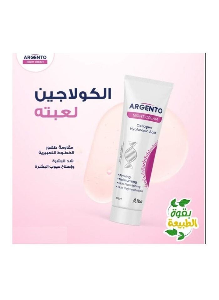 ARGENTO Night Cream Collagen & Hyaluronic Acid 30gm  - Image 2
