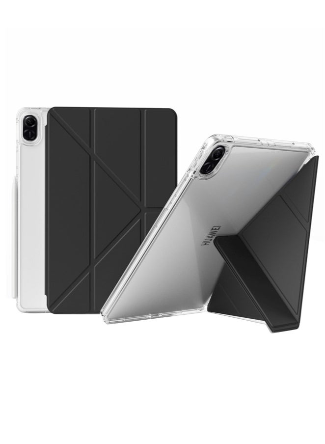 for Honor Pad X8a 11 بوصة غطاء الحالة, ثلاثي طي تصميم على شكل Y, زاوية متعددة, الجلد غطاء اللوح مع فتحة القلم, تلقائي الاستيقاظ / النوم, أسود - Image 1
