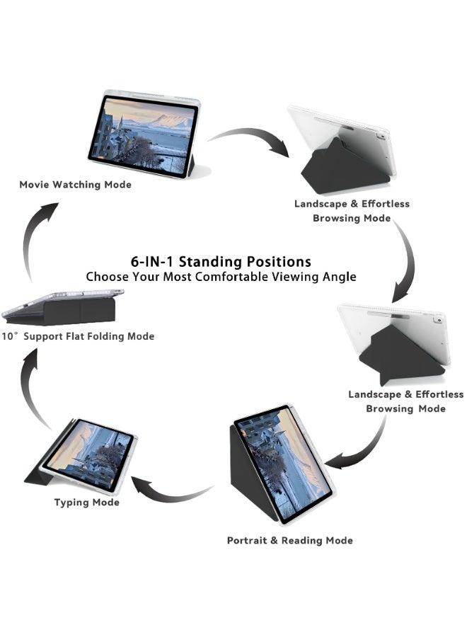 for Honor Pad X8a 11 بوصة غطاء الحالة, ثلاثي طي تصميم على شكل Y, زاوية متعددة, الجلد غطاء اللوح مع فتحة القلم, تلقائي الاستيقاظ / النوم, أسود - Image 4