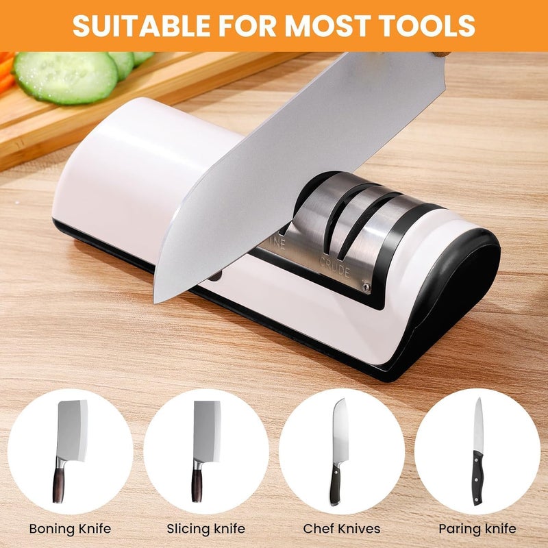 NALACAL Knife Sharpener, Professional 2-Stage Electric Knife Sharpener, Black, Knife Sharpener for a Wide Range of Kitchen Knives with Quick Sharpening and Polishing Functions for Easy use - Image 2