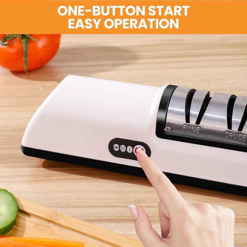 NALACAL Knife Sharpener, Professional 2-Stage Electric Knife Sharpener, Black, Knife Sharpener for a Wide Range of Kitchen Knives with Quick Sharpening and Polishing Functions for Easy use - Image 5