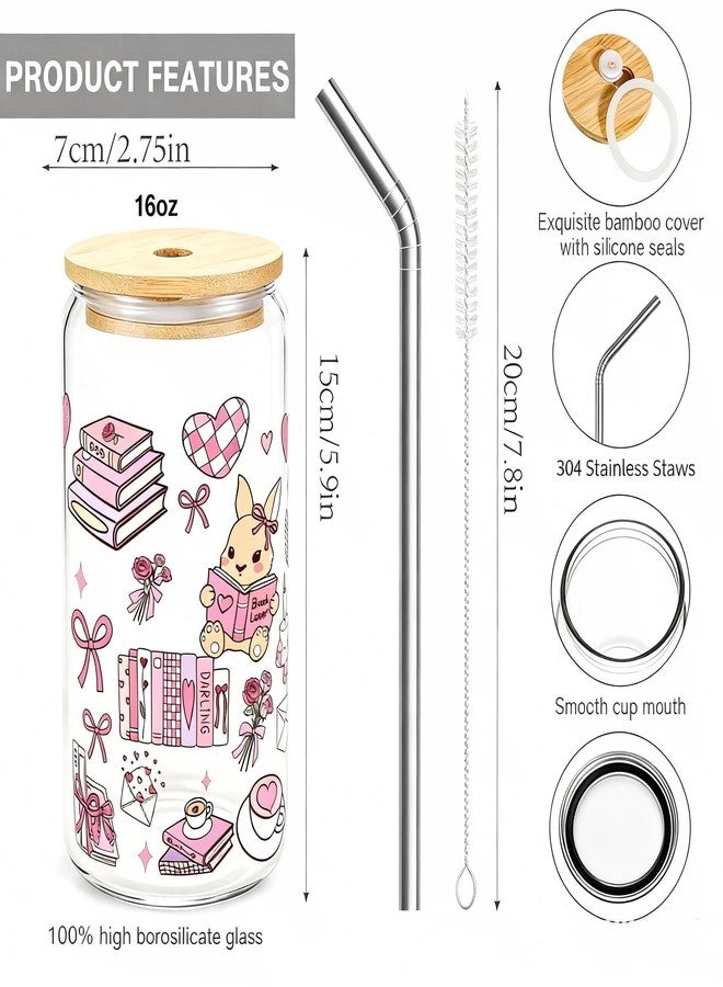 JOYMIA Iced Coffee Cup with Lid & Straw - Book Lovers Gifts for Women, Cute Cups for Reading & Office, Valentine’s Day Present, Bookish Gifts for Her - Image 2