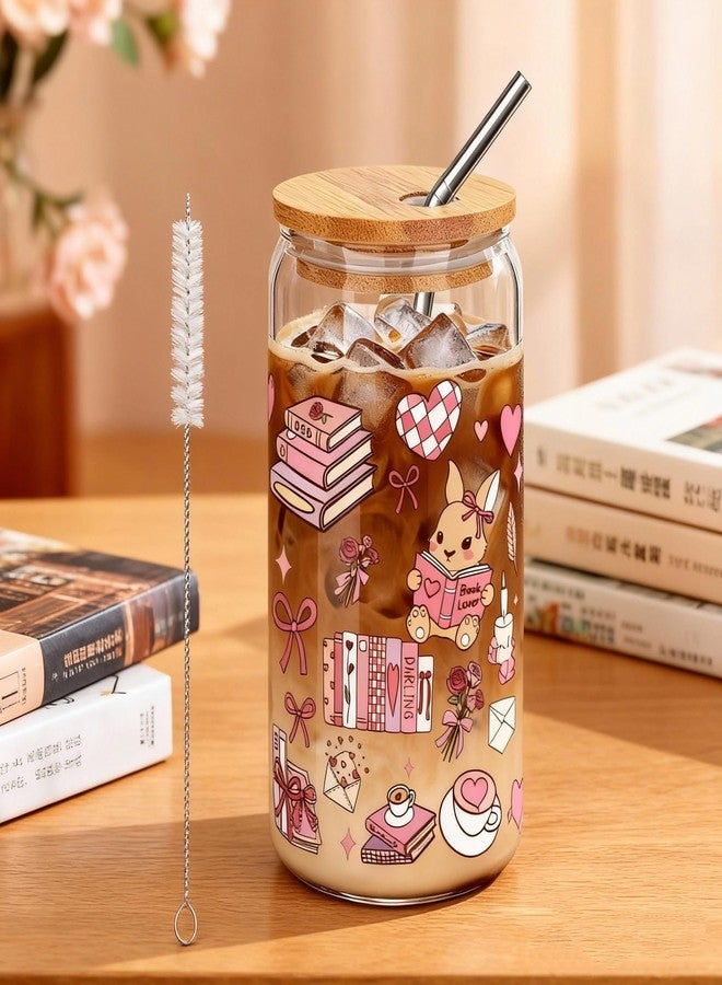 JOYMIA Iced Coffee Cup with Lid & Straw - Book Lovers Gifts for Women, Cute Cups for Reading & Office, Valentine’s Day Present, Bookish Gifts for Her - Image 4