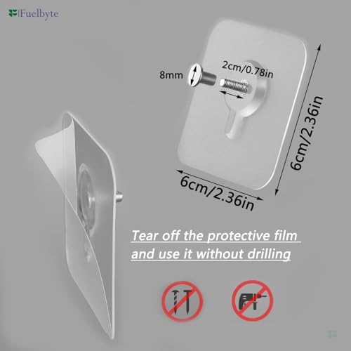 Fuelbyte Photo Frame Hooks for Wall Without Drilling, Pack of 10 Self Adhesive Hooks for Wall Heavy Duty, Strong Transparent Sticky Hooks for Hanging Photo Frames, No Drill Wall Hooks for Home Decor - Image 2