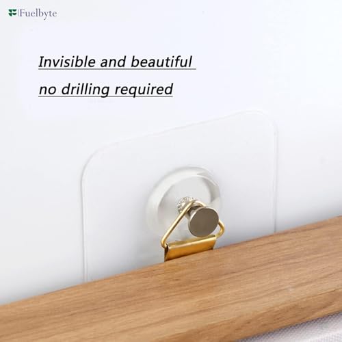 Fuelbyte Photo Frame Hooks for Wall Without Drilling, Pack of 10 Self Adhesive Hooks for Wall Heavy Duty, Strong Transparent Sticky Hooks for Hanging Photo Frames, No Drill Wall Hooks for Home Decor - Image 4