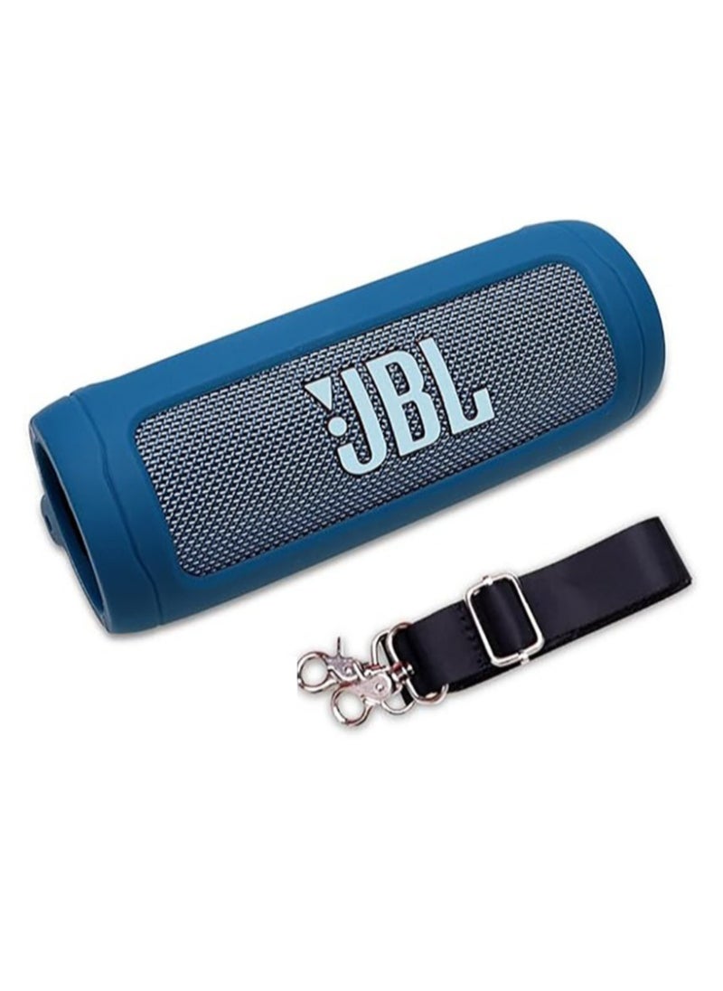 Silicone case for jbl flip 6 bluetooth portable speaker, with additional jacket and band（Blue ）