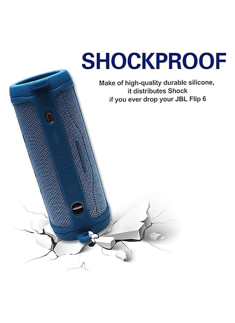 Silicone case for jbl flip 6 bluetooth portable speaker, with additional jacket and band（Blue ）