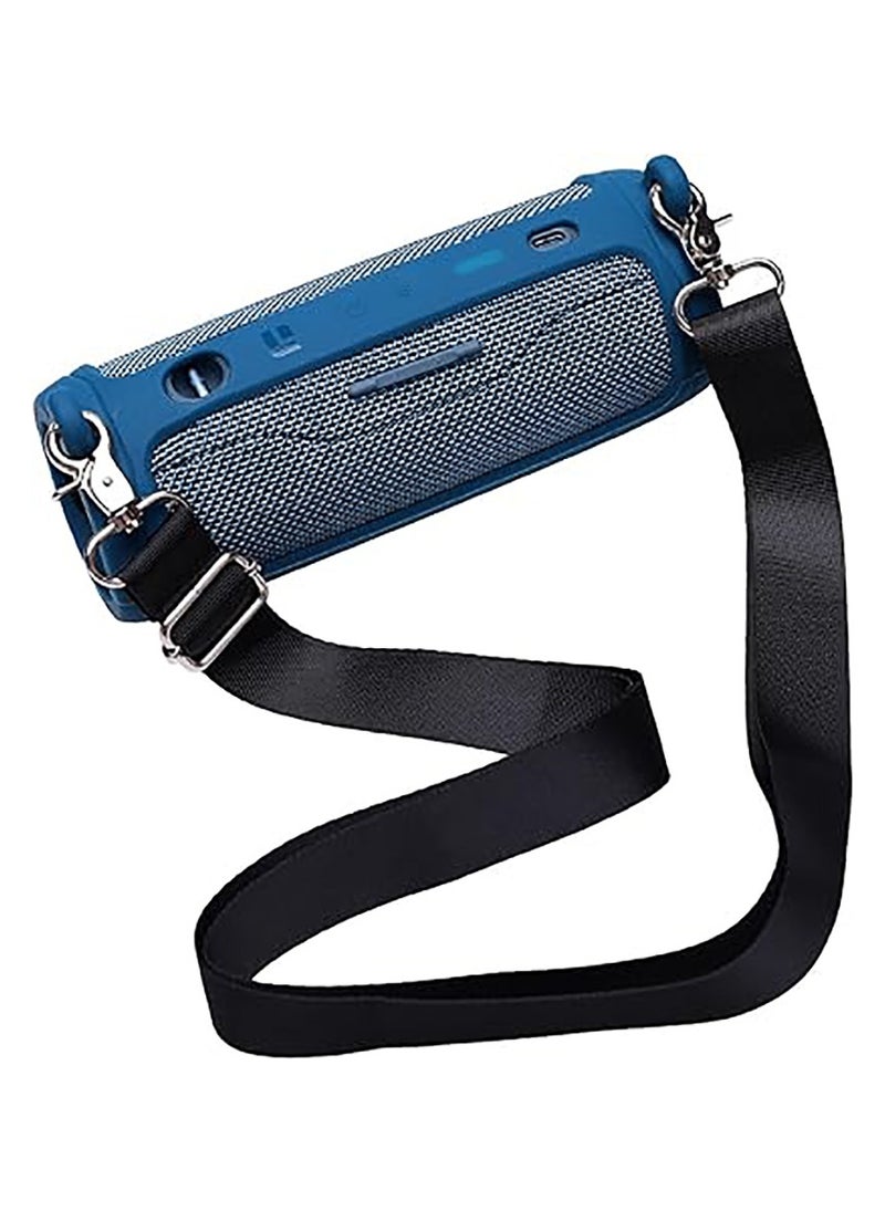 Silicone case for jbl flip 6 bluetooth portable speaker, with additional jacket and band（Blue ）