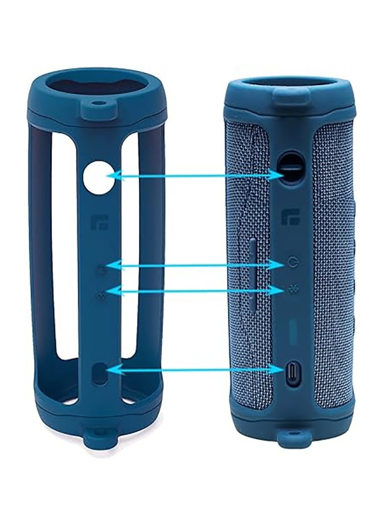 Silicone case for jbl flip 6 bluetooth portable speaker, with additional jacket and band（Blue ）
