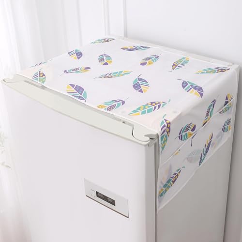 HOKIPO Small Fridge Cover Top | For Smaller Single Door and Smaller Double Door Refrigerator - Waterproof, Printed with 6 Side Pockets, Size Small 130x55 cm, Woodland Village (AR-5875-D4) - Image 1