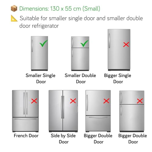 HOKIPO Small Fridge Cover Top | For Smaller Single Door and Smaller Double Door Refrigerator - Waterproof, Printed with 6 Side Pockets, Size Small 130x55 cm, Woodland Village (AR-5875-D4) - Image 2