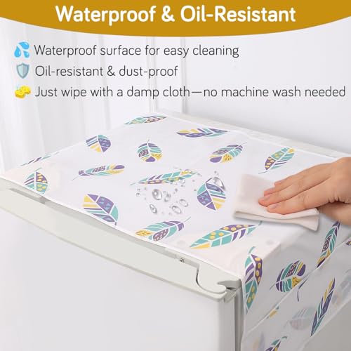 HOKIPO Small Fridge Cover Top | For Smaller Single Door and Smaller Double Door Refrigerator - Waterproof, Printed with 6 Side Pockets, Size Small 130x55 cm, Woodland Village (AR-5875-D4) - Image 4