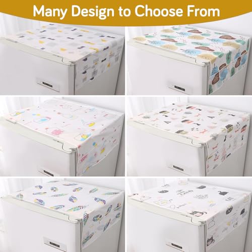 HOKIPO Small Fridge Cover Top | For Smaller Single Door and Smaller Double Door Refrigerator - Waterproof, Printed with 6 Side Pockets, Size Small 130x55 cm, Woodland Village (AR-5875-D4) - Image 5