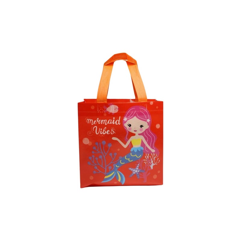 Wonderland SET of 6 Red Mermaid Print Non Woven Bag for Children birthday return gift bag, boy, girl gifting bag - Image 5