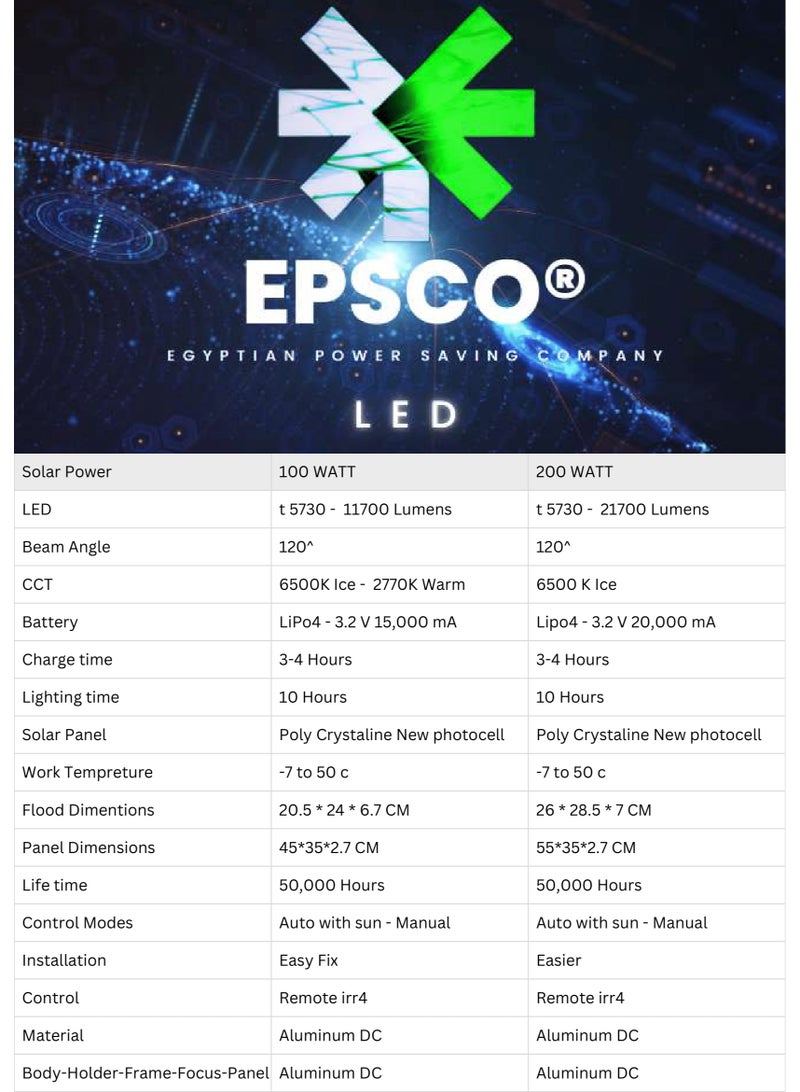 EPSCO 100 watt solar floodlight - Image 3