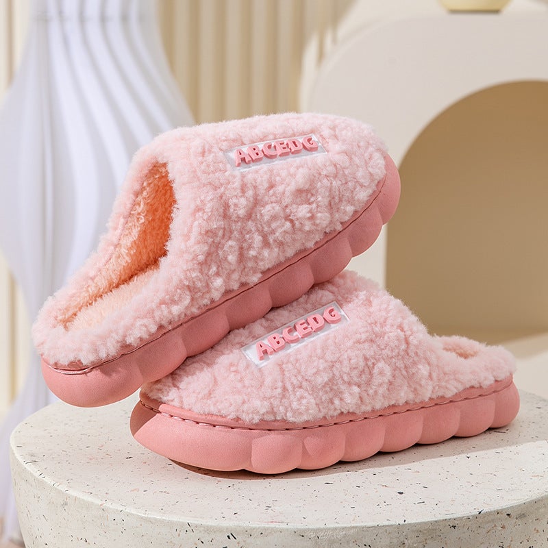 Cozy Cotton Slippers Unisex Indoor Warm Non-slip Pink# ABCDEFG-AC 