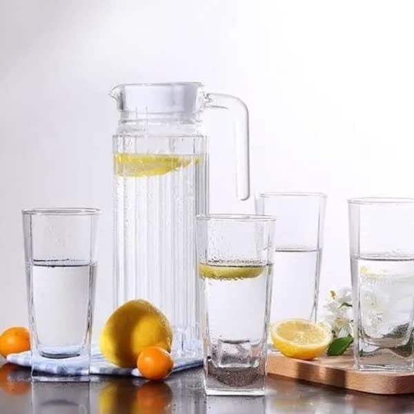 VILON Italian Premium Premium Elegant Glass Lemon Set of 7 Pcs1 Glass Jug 1300 ML with 6 Glasses 300 ML Hexa - Image 4
