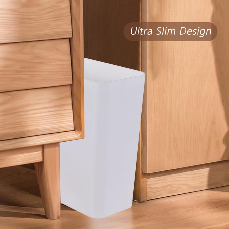 Eagrye 2-Pack Small Trash Can Plastic Bathroom Wastebasket 3 Gallon Slim Garbage Container Bin for Home Kitchen Bathroom Bedroom Office (White) - Image 5