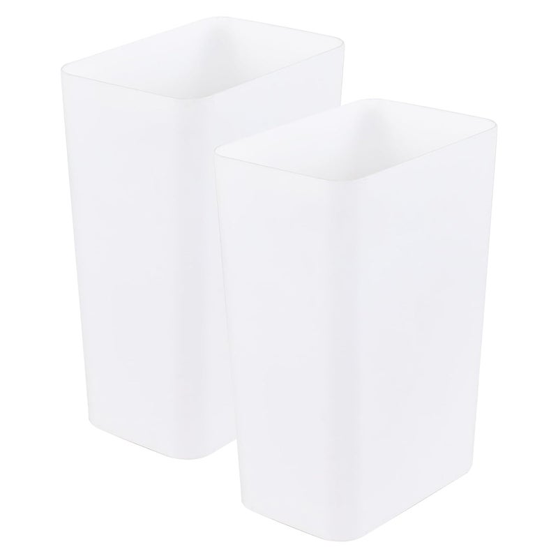 Eagrye 2-Pack Small Trash Can Plastic Bathroom Wastebasket 3 Gallon Slim Garbage Container Bin for Home Kitchen Bathroom Bedroom Office (White) - Image 1