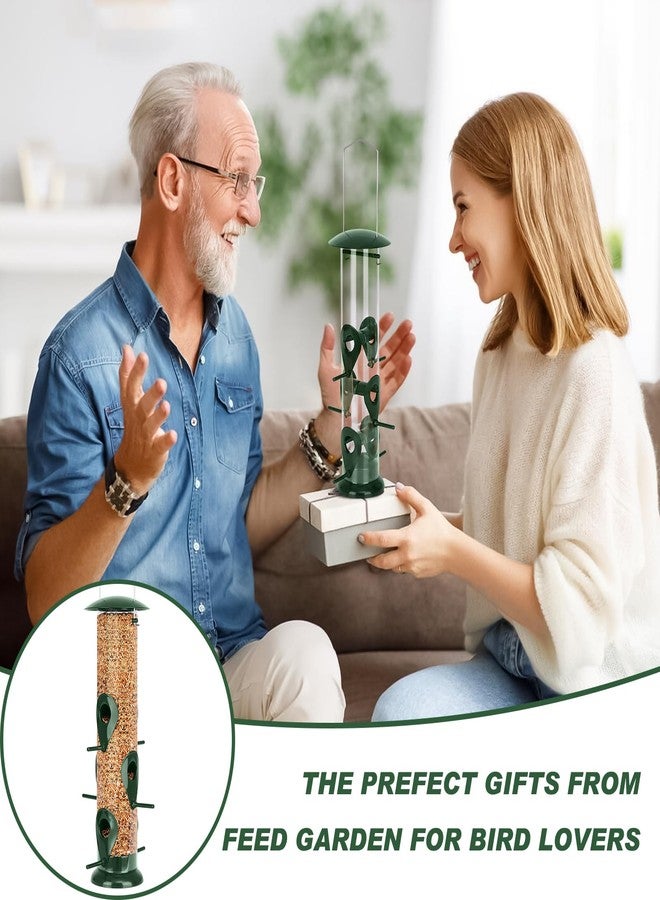 FEED GARDEN مغذيات طيور معدنية معلقة من فيد جاردن، عبوة واحدة، 6 منافذ، مقاومة للسناجب، مغذيات طيور بغطاء معدني متين، مقاومة للقضم. - Image 5
