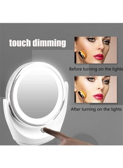 Y&D LED Desktop Vanity Mirror, Double Sided Mirror Touch Screen Switch Smart Fill Light Makeup  - Image 3