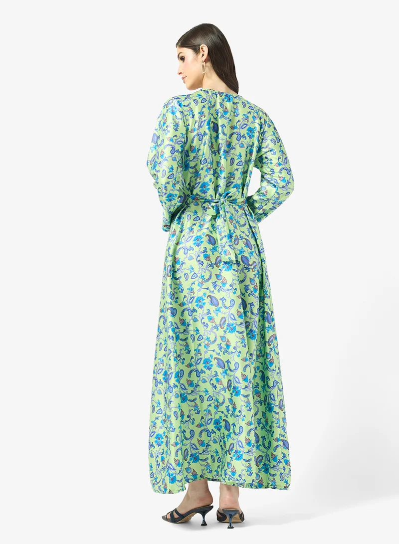 ARABIAN CLOSET Embellished Belted Jalabiya