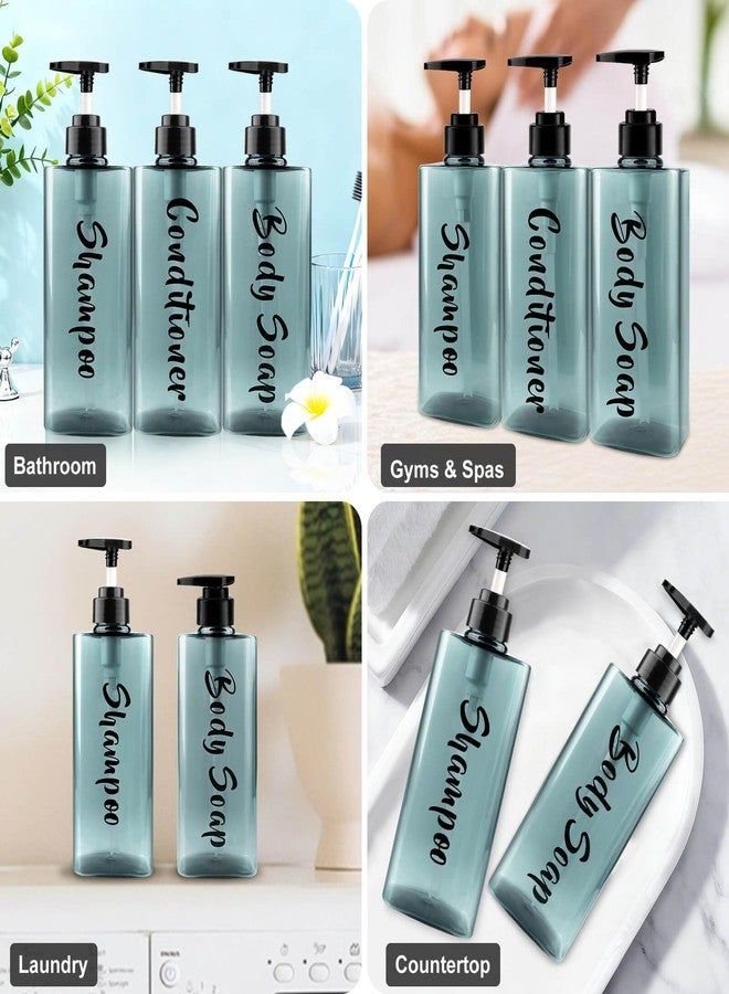 AUMIO 16.9oz Shampoo Dispenser for Shower (3 Pack) - Refillable Shampoo and Conditioner Bottles with Pump, Empty Clear Blue Plastic Body Wash Container Set, Printed Shower Soap Dispensers for Bathroom - Image 4