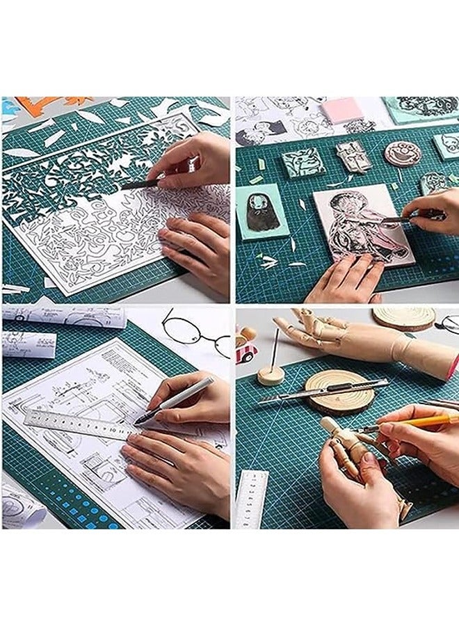 حصيرة قطع ذاتية التدوير، لوح تقطيع دوار مزدوج الجوانب مع أداة نحت يدوية ومسطرة، حصيرة قطع ذكية مقاس A3 للفنون والحرف اليدوية والخياطة وخياطة اللحف ومشروعات سجل القصاصات - Image 5